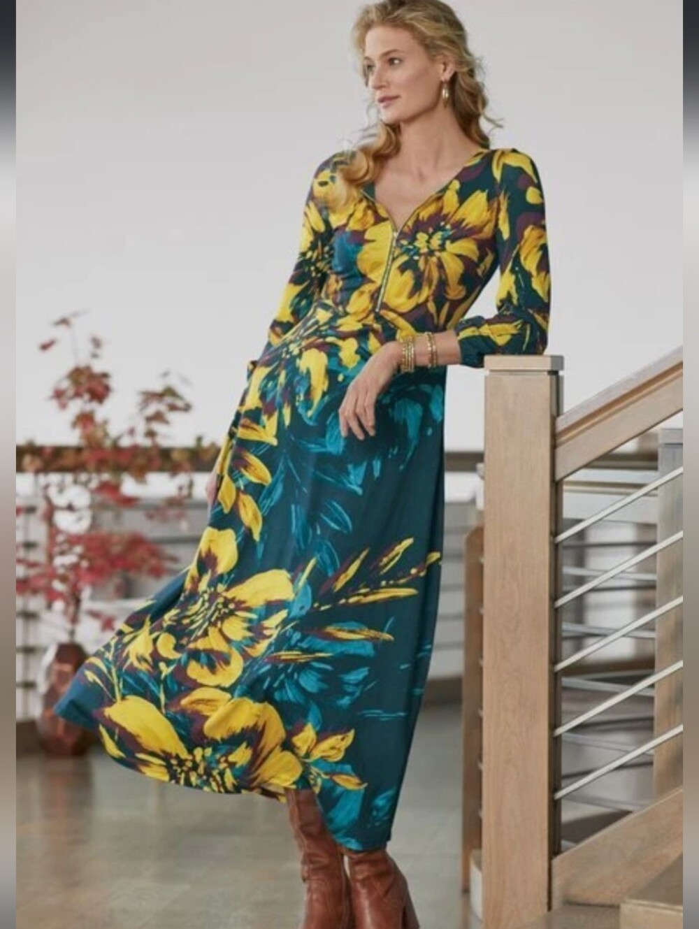 Soft Surroundings Gemma Botanical Floral Maxi Dress.